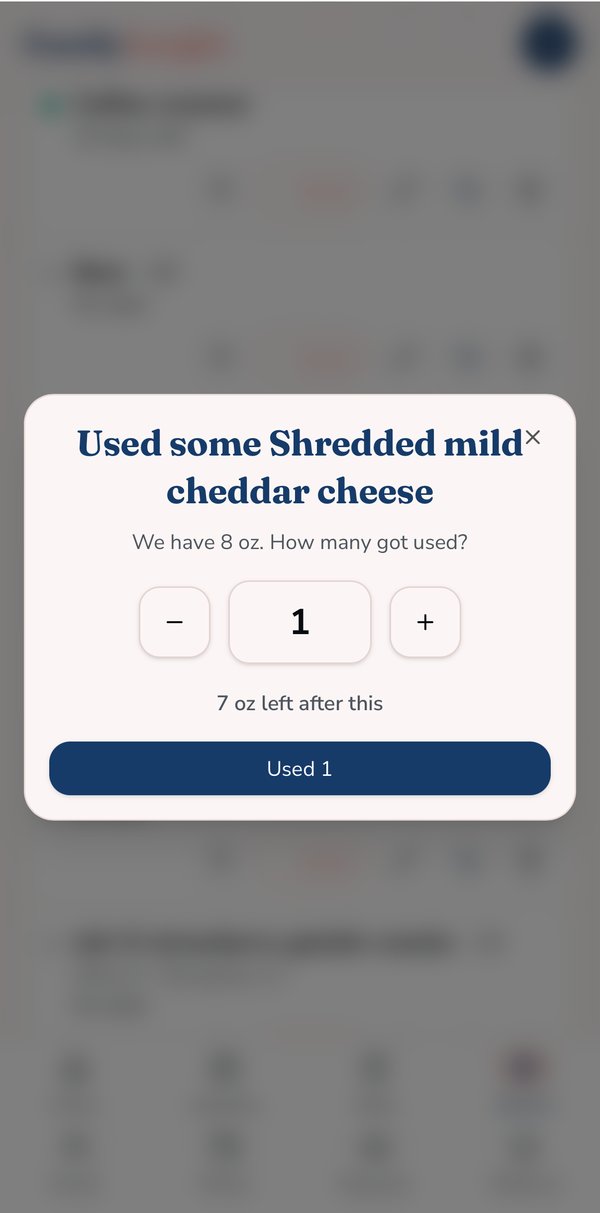 FamilyInsight screen: Used some? Two taps.